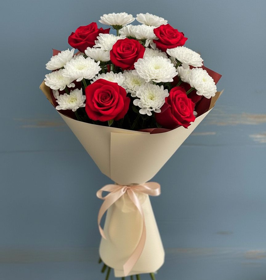 Букет цветов из: Розы и Хризантемы в Талинке