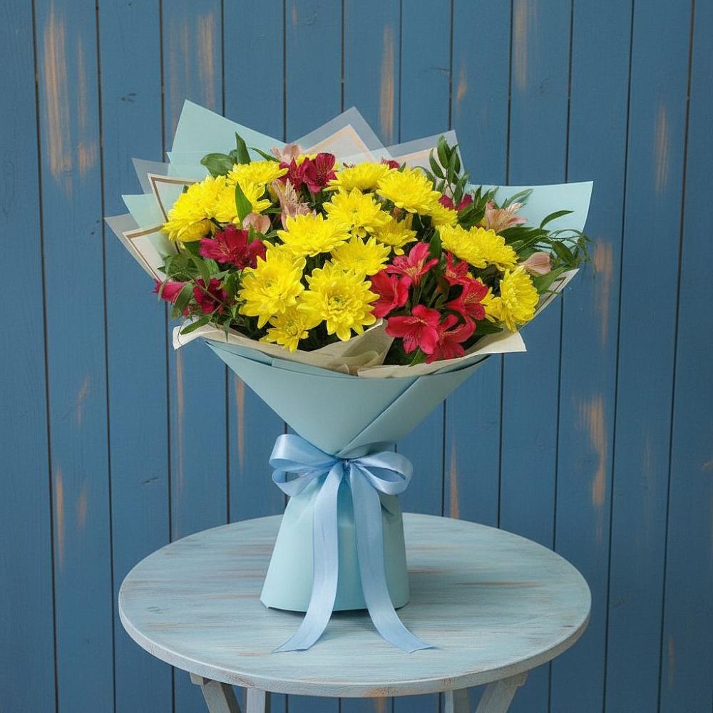 Букет цветов из: Альстромерии и Хризантемы в Талинке