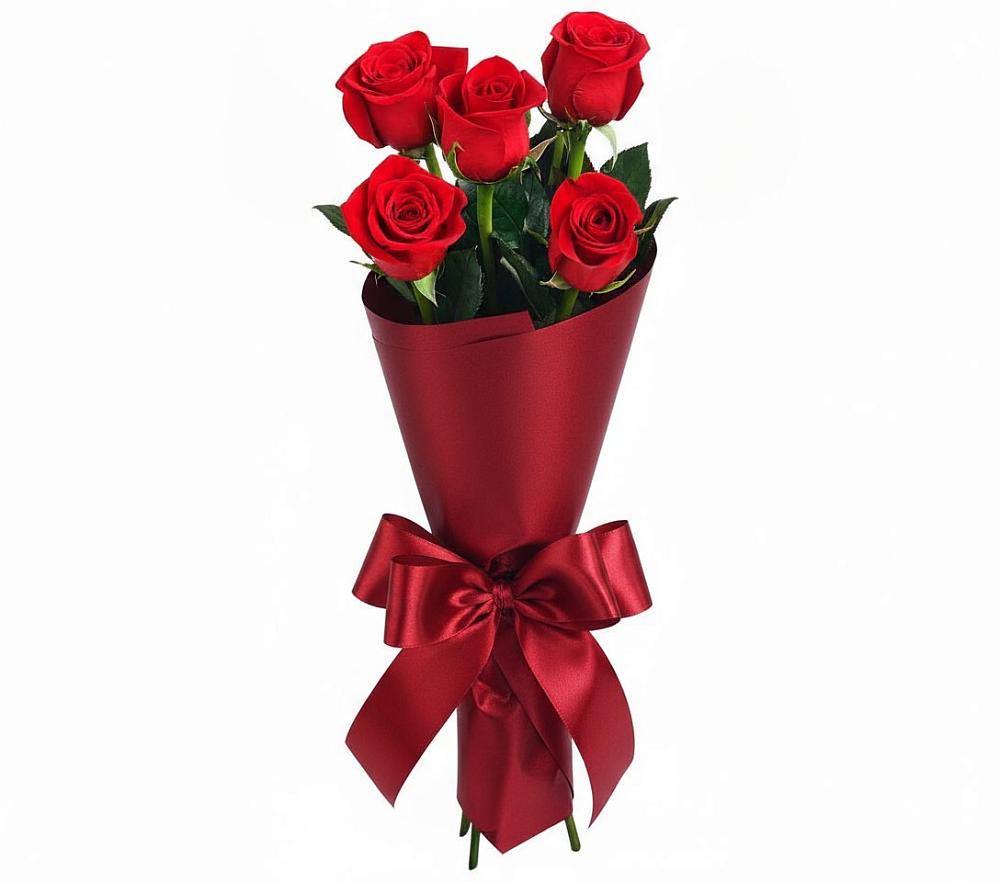 Букет 5 Красных роз Эдлесс Лав в Талинке