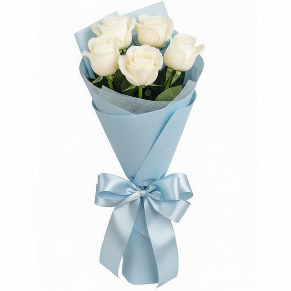 Букет 5 Белых роз Проуд в Талинке
