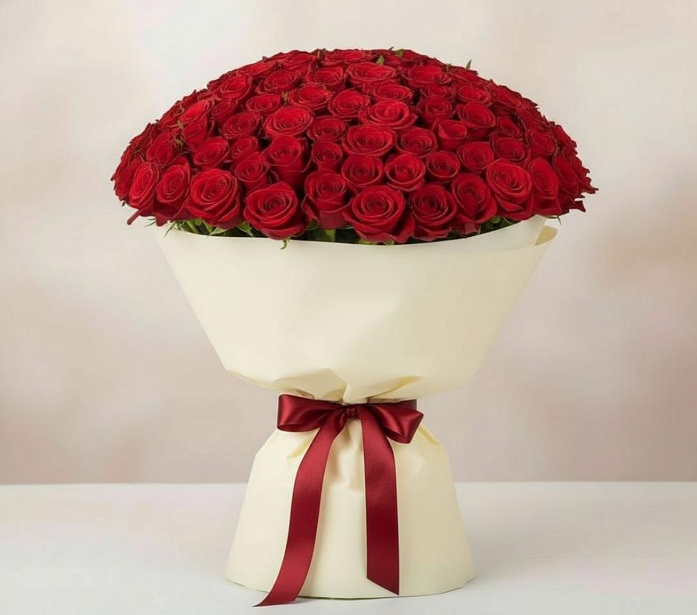 Букет 101 Красная роза Милано в Талинке
