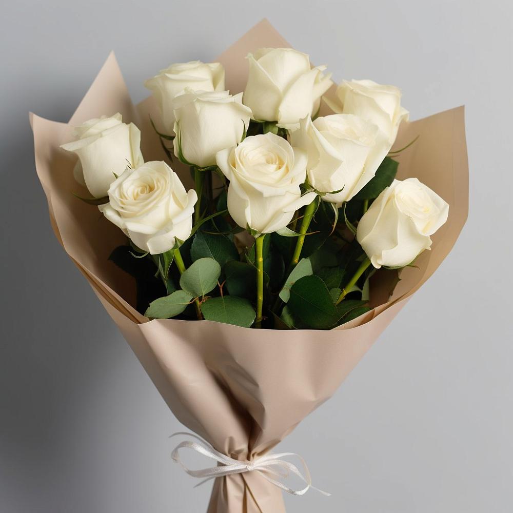 Букет 9 Белых роз Эдлесс Лав в Талинке