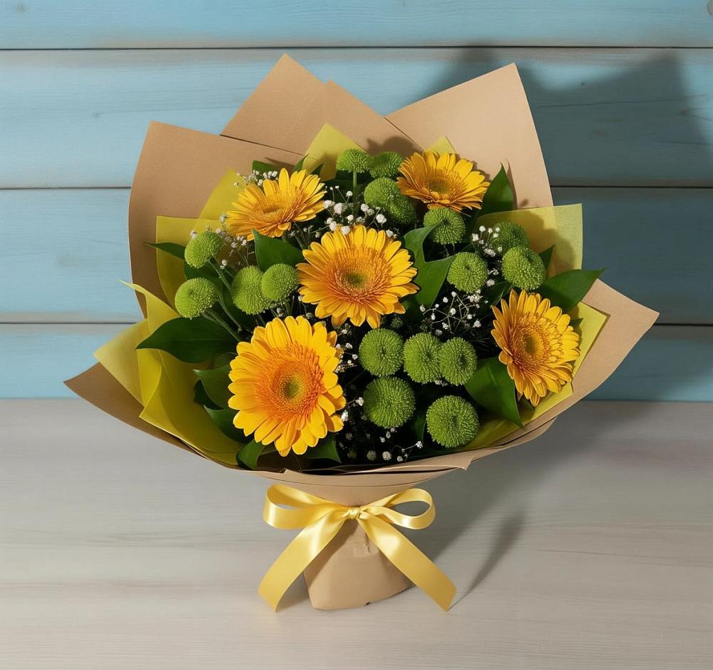 Букет цветов из: Герберы и Хризантемы в Талинке