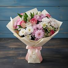 Букет цветов из:  Хризантемы, Альстромерии и Розы в Талинке