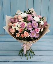 Букет цветов из:  Хризантемы, Розы и Альстромерии в Талинке
